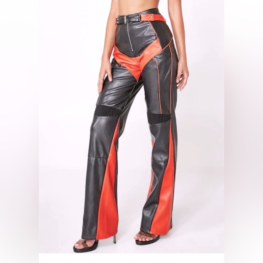 I.AM.GIA Octavia leather pants, black and orange size medium